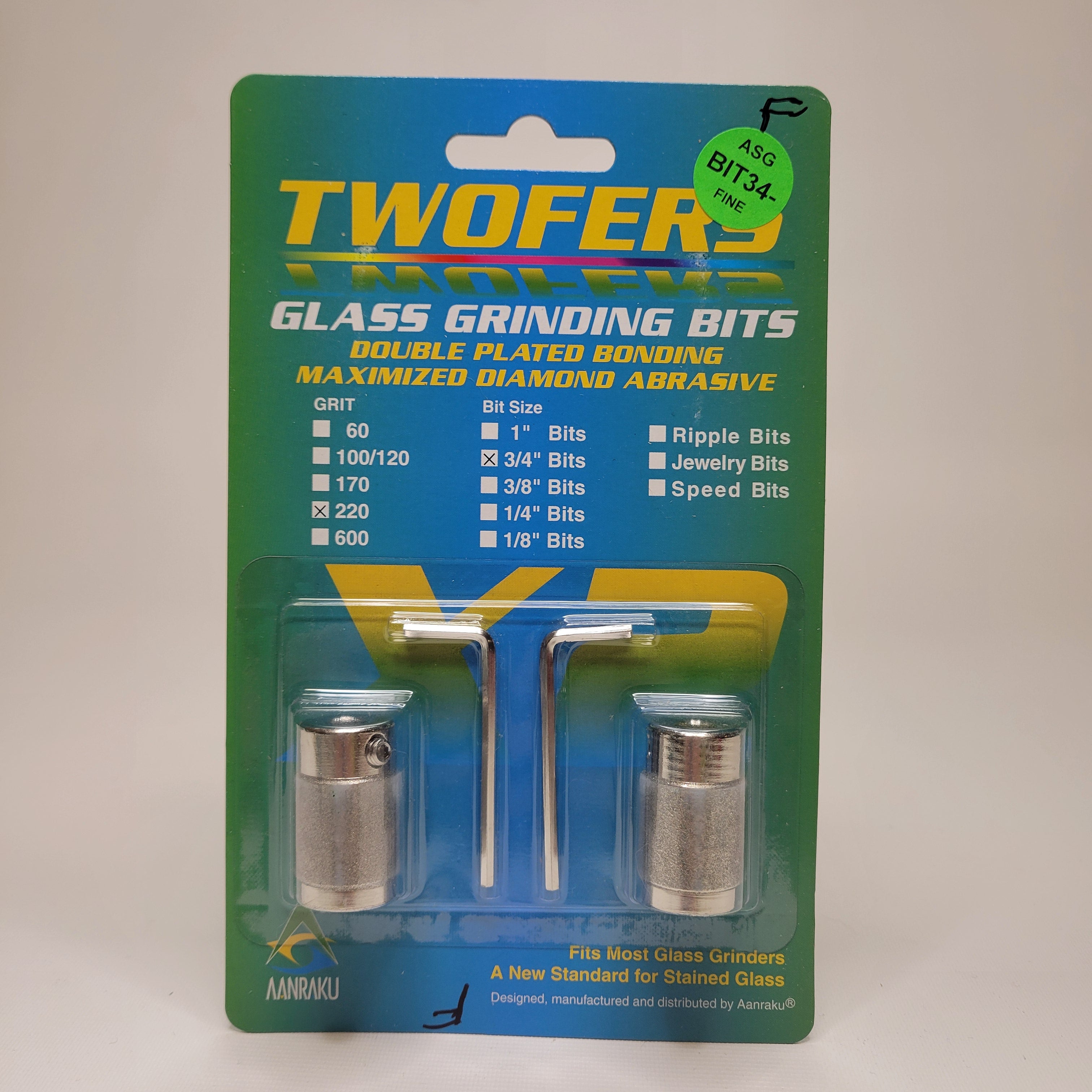 3/4" Aanraku Twofers Glass Grinding Bits (Fine 220 Grit)
